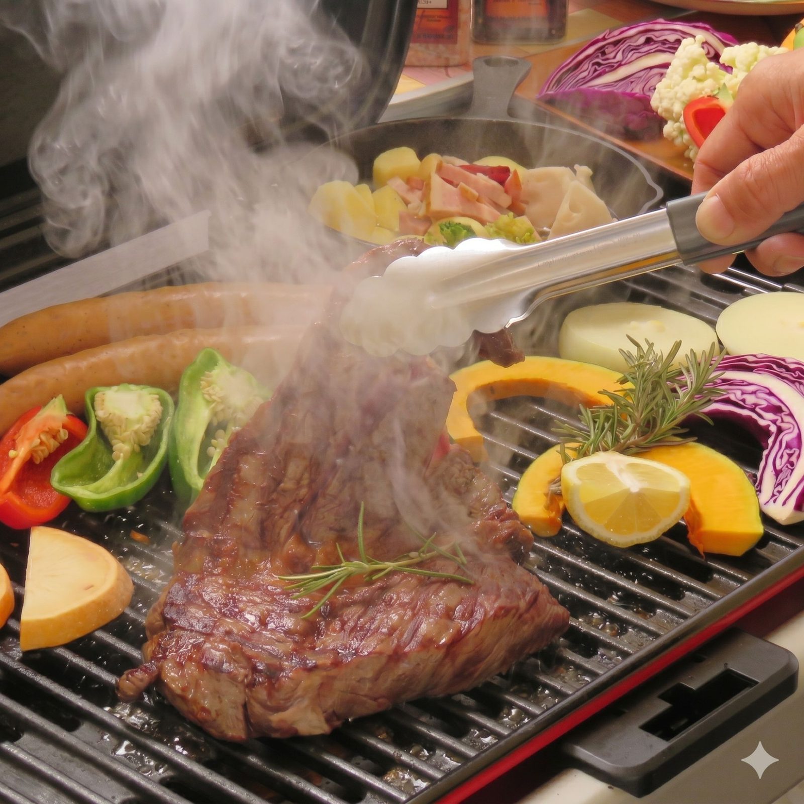 本格BBQグリルでの焼き上がりシズル